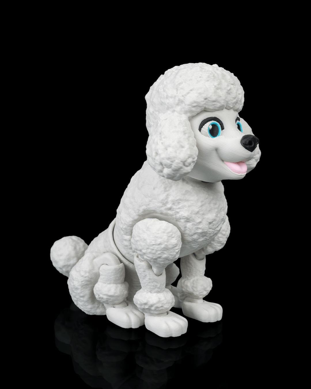Articulated Poodle Figurine, Flexible 3D Printed Fidget Dog Toy, Custom Color Poodle Desk Decor, Gift for Dog Mom & Poodle Lover