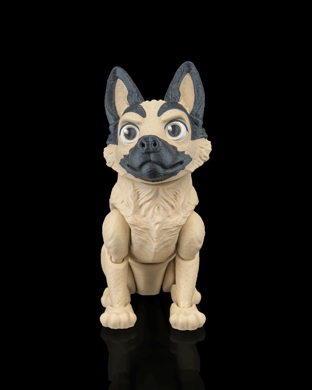 Articulated German Shepherd Figurine, Flexible 3D Printed Fidget Dog Toy, Custom Color Desk Decor, Gift for Dog Mom & GSD Lover