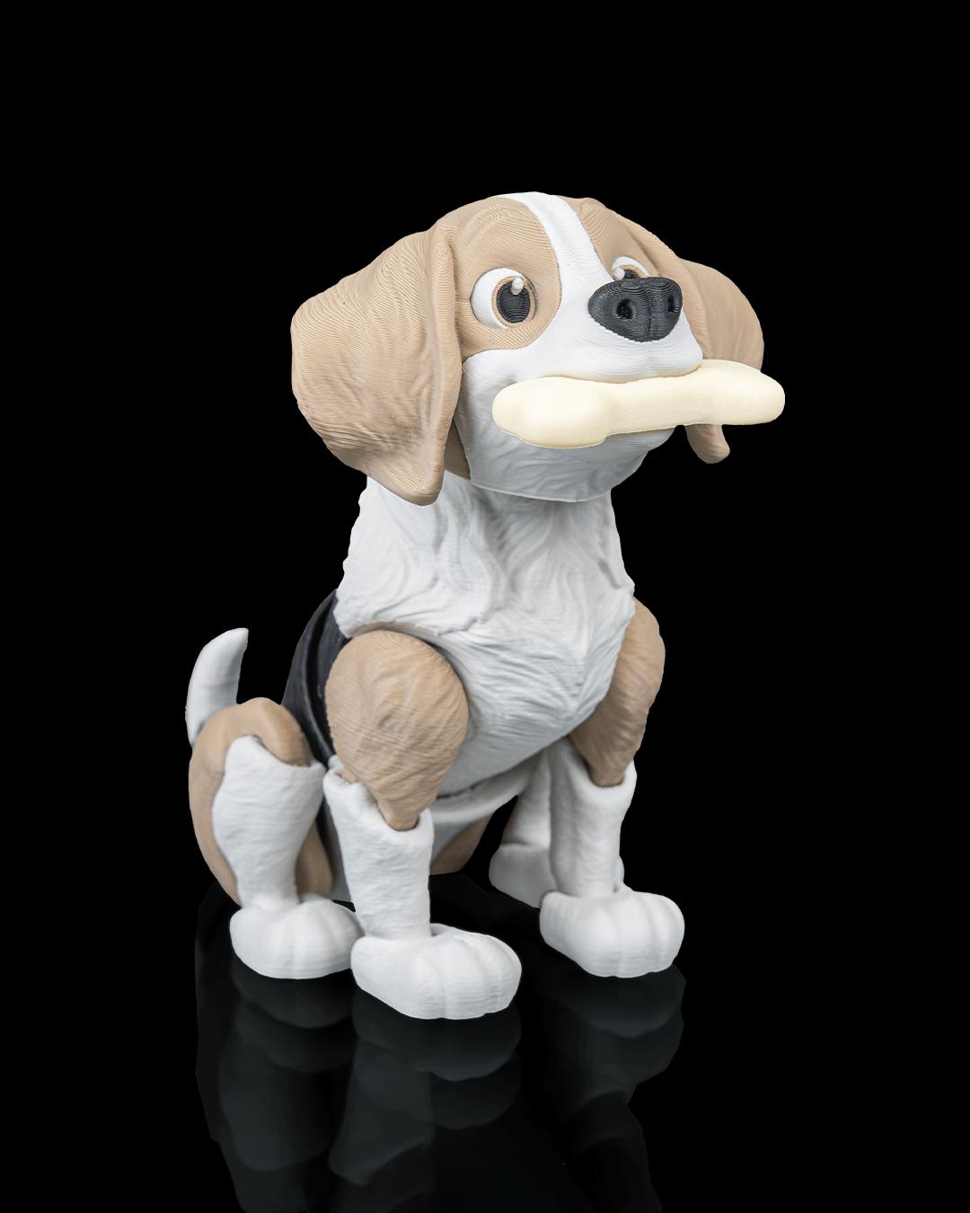 Articulated Beagle Figurine, Flexible 3D Printed Fidget Dog Toy, Custom Color Beagle Desk Decor, Gift for Dog Mom & Beagle Lover