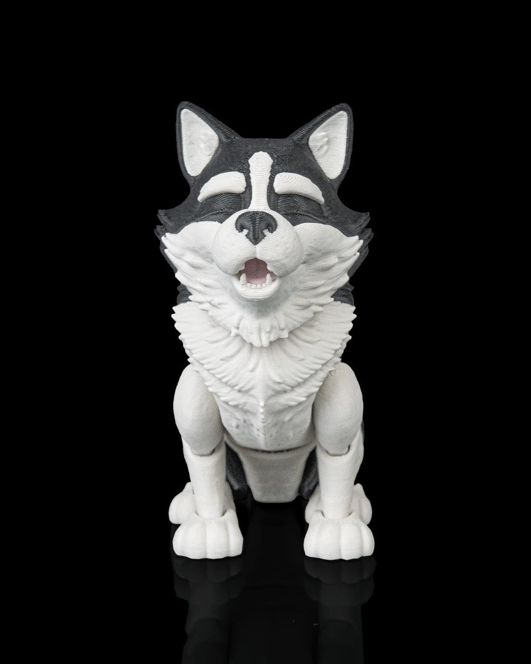 Articulated Husky Figurine, Flexible 3D Printed Fidget Dog Toy, Custom Color Husky Desk Decor, Gift for Dog Mom & Husky Lover