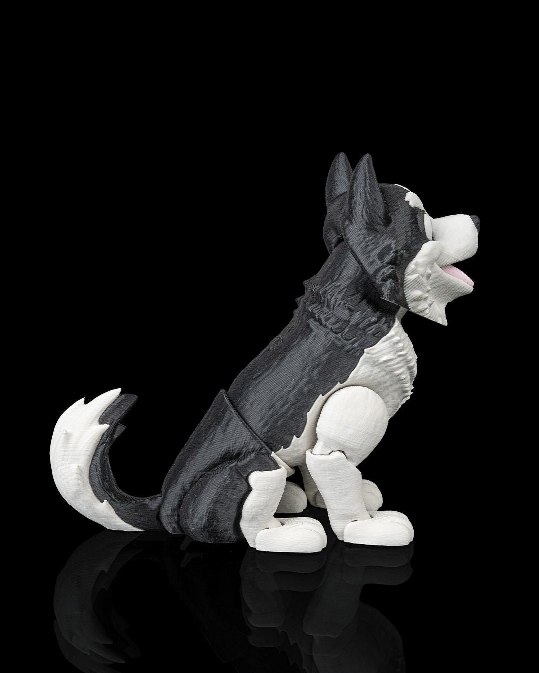 Articulated Husky Figurine, Flexible 3D Printed Fidget Dog Toy, Custom Color Husky Desk Decor, Gift for Dog Mom & Husky Lover