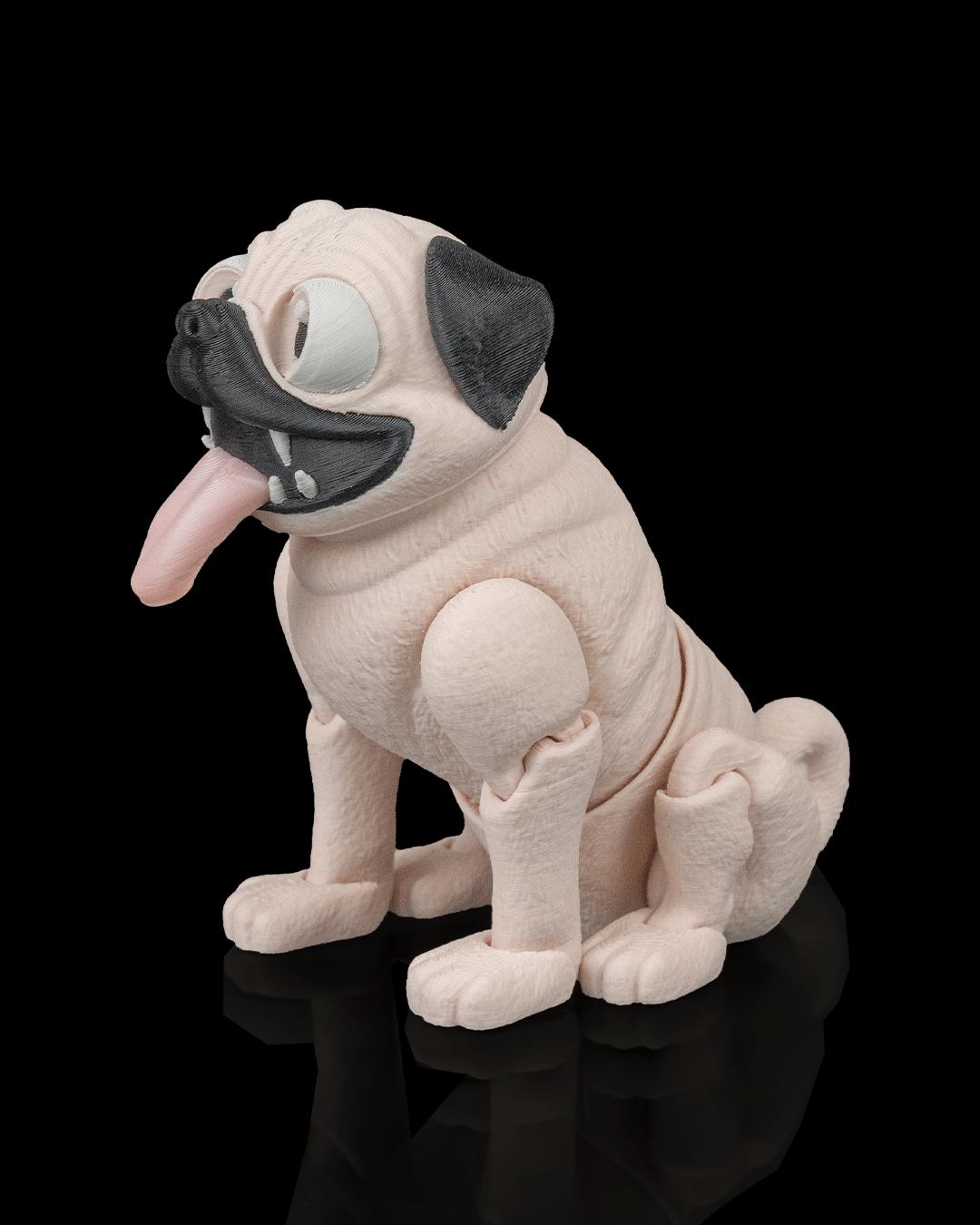 Articulated Pug Figurine, Flexible 3D Printed Fidget Dog Toy, Custom Color Pug Desk Decor, Gift for Dog Mom & Pug Lover