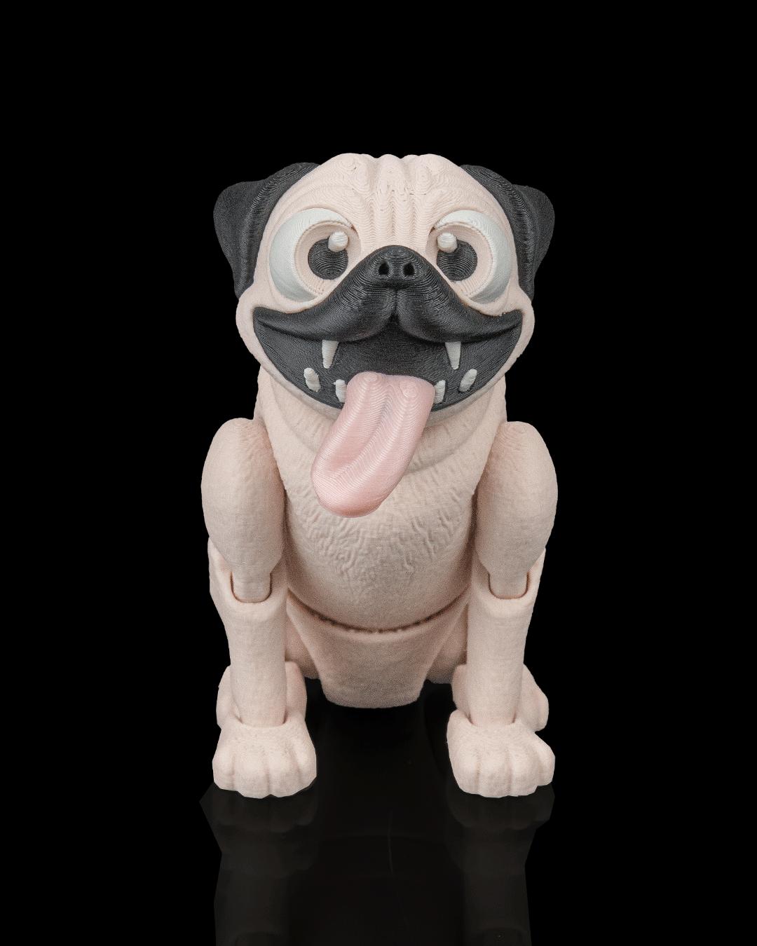 Articulated Pug Figurine, Flexible 3D Printed Fidget Dog Toy, Custom Color Pug Desk Decor, Gift for Dog Mom & Pug Lover