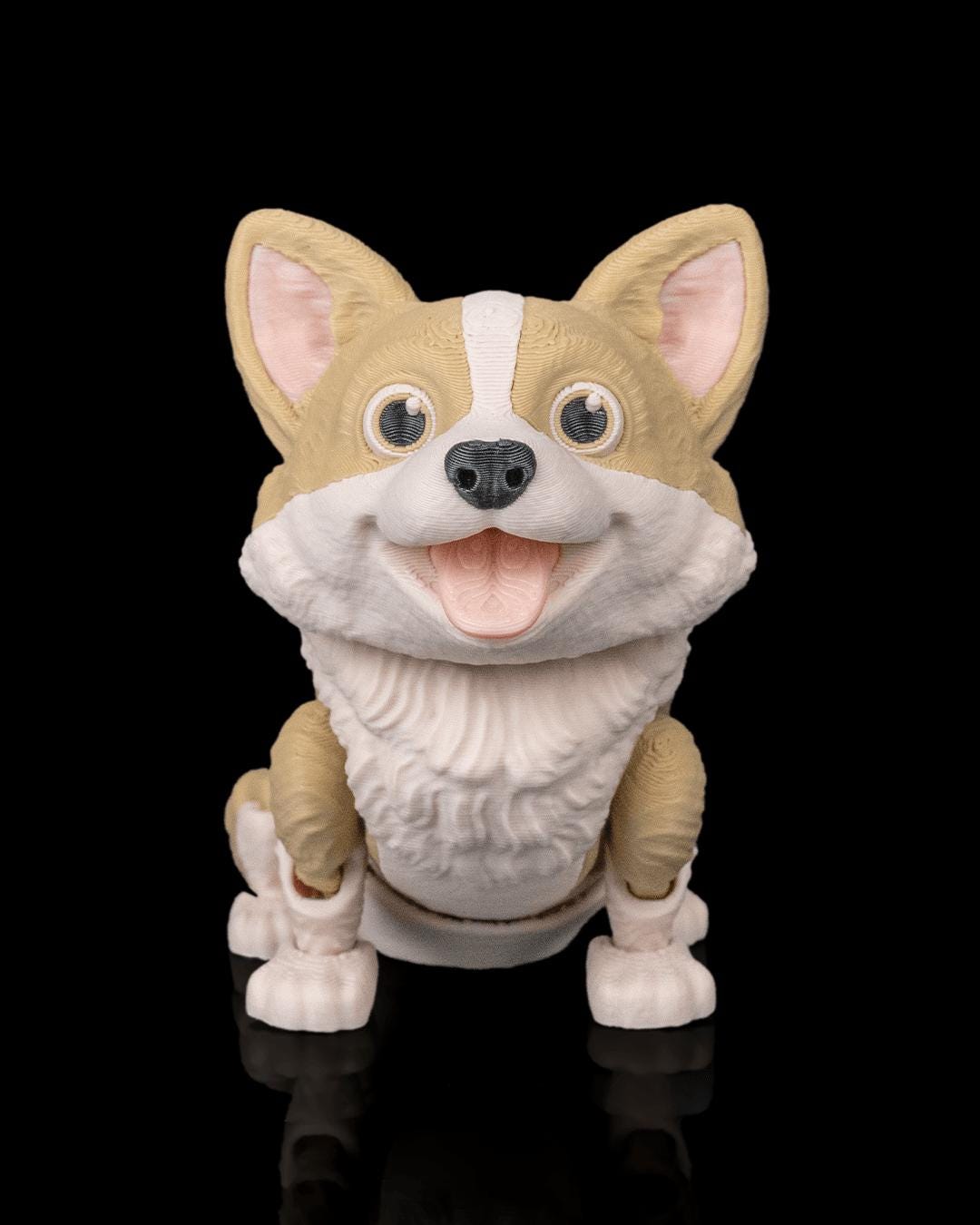 Articulated Corgi Figurine, Flexible 3D Printed Fidget Dog Toy, Custom Color Corgi Desk Decor, Gift for Dog Mom & Corgi Lover