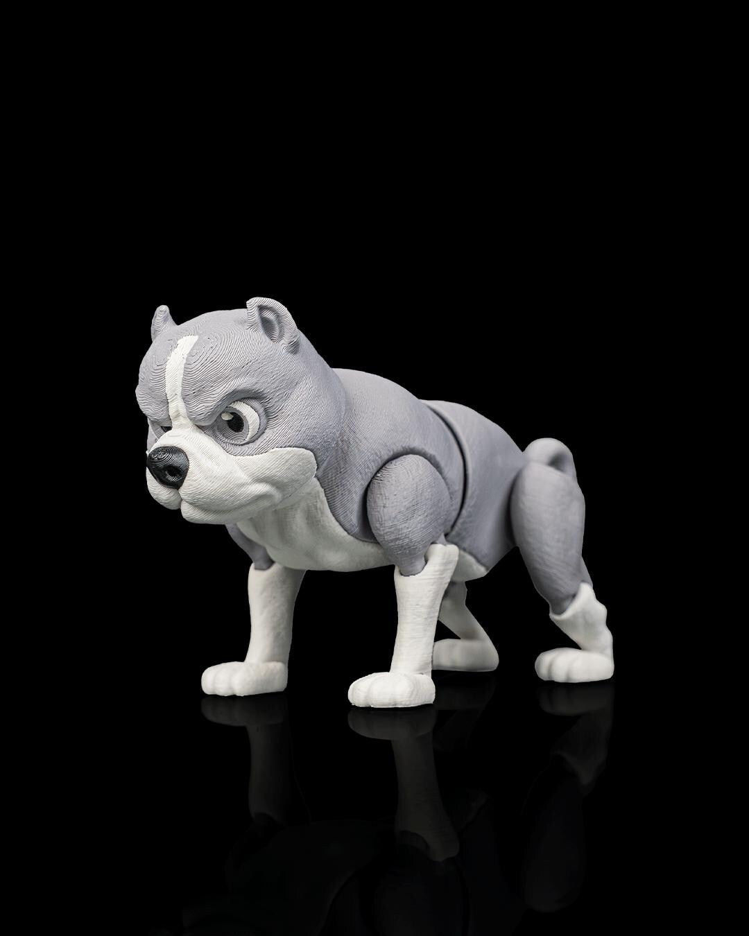 Articulated American Bully Figurine, Flexible 3D Printed Fidget Dog Toy, Custom Color Desk Decor, Gift for Dog Mom & Bully Lover