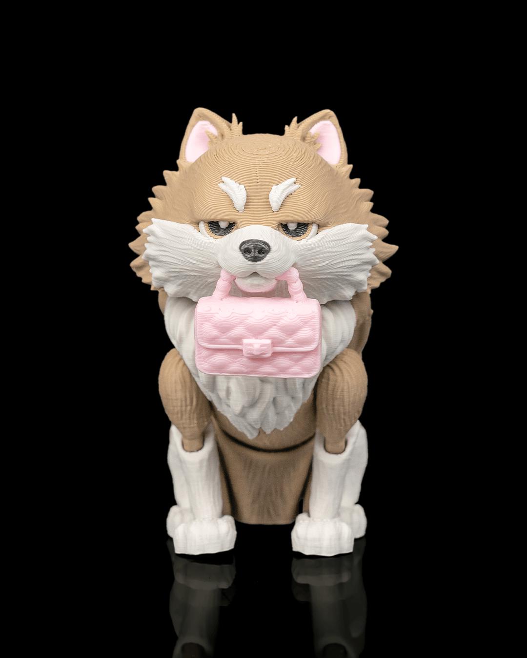 Articulated Pomeranian Figurine, Flexible 3D Printed Fidget Dog Toy, Custom Color Desk Decor, Gift for Dog Mom & Pomeranian Lover