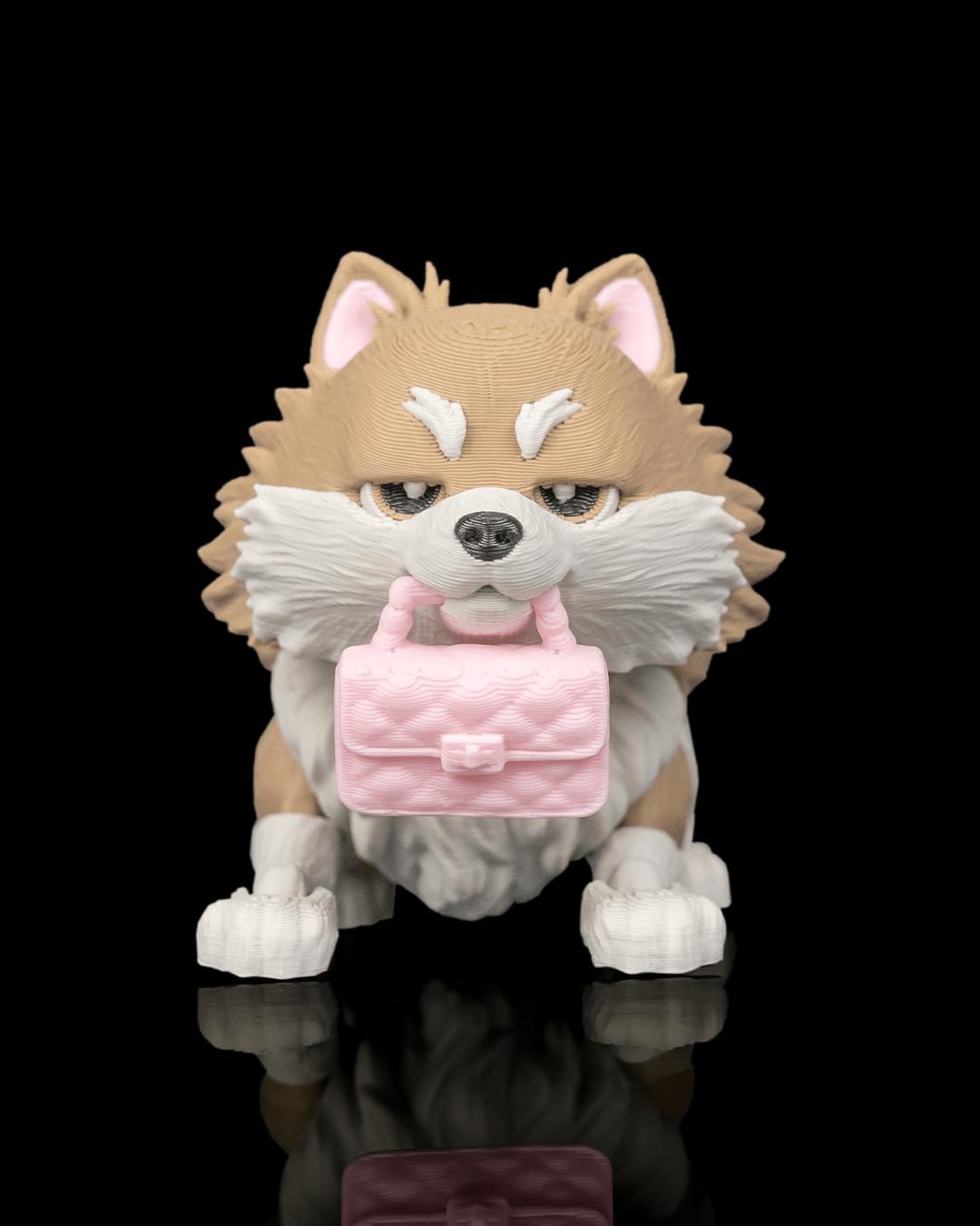 Articulated Pomeranian Figurine, Flexible 3D Printed Fidget Dog Toy, Custom Color Desk Decor, Gift for Dog Mom & Pomeranian Lover