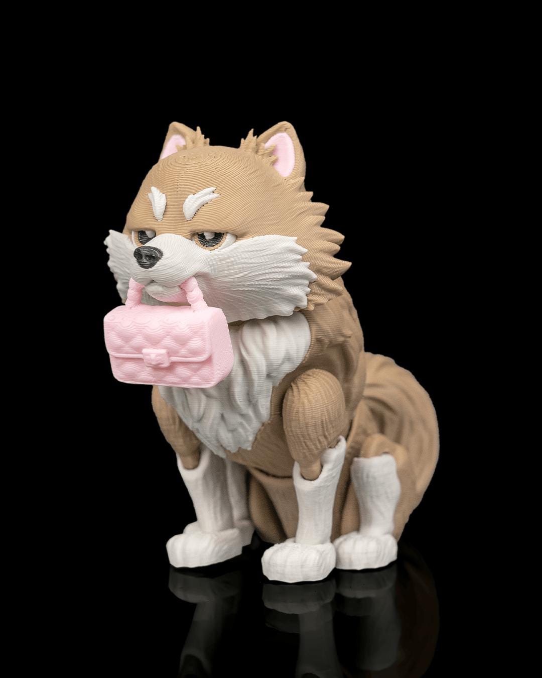 Articulated Pomeranian Figurine, Flexible 3D Printed Fidget Dog Toy, Custom Color Desk Decor, Gift for Dog Mom & Pomeranian Lover