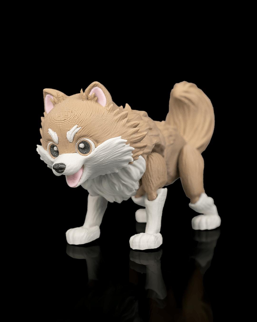 Articulated Pomeranian Figurine, Flexible 3D Printed Fidget Dog Toy, Custom Color Desk Decor, Gift for Dog Mom & Pomeranian Lover