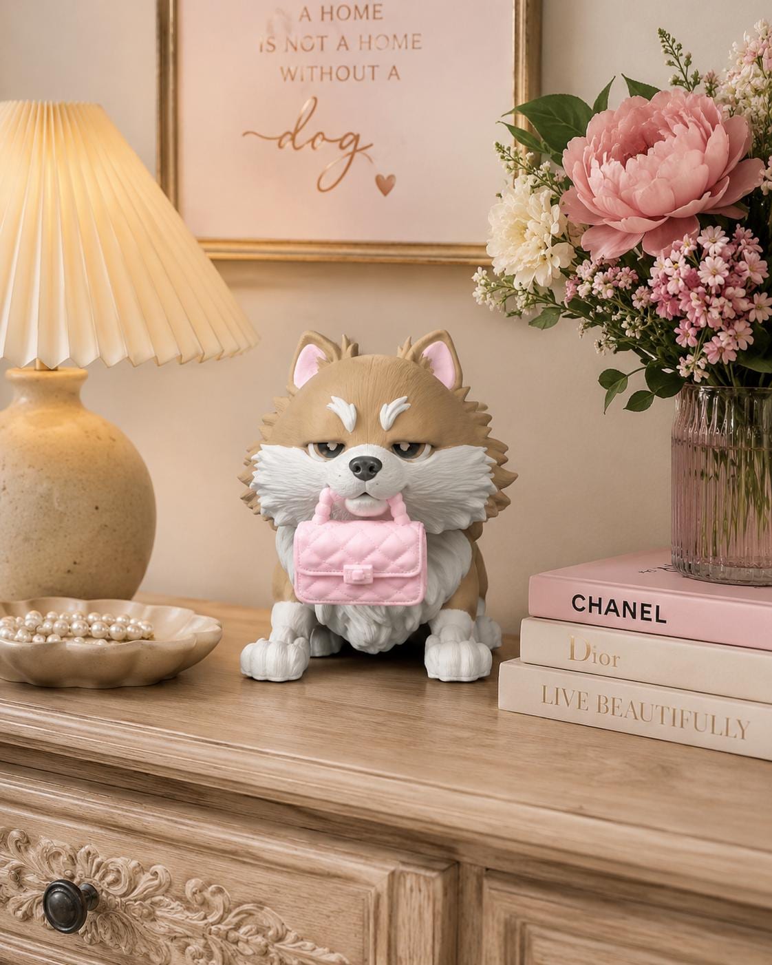 Articulated Pomeranian Figurine, Flexible 3D Printed Fidget Dog Toy, Custom Color Desk Decor, Gift for Dog Mom & Pomeran
