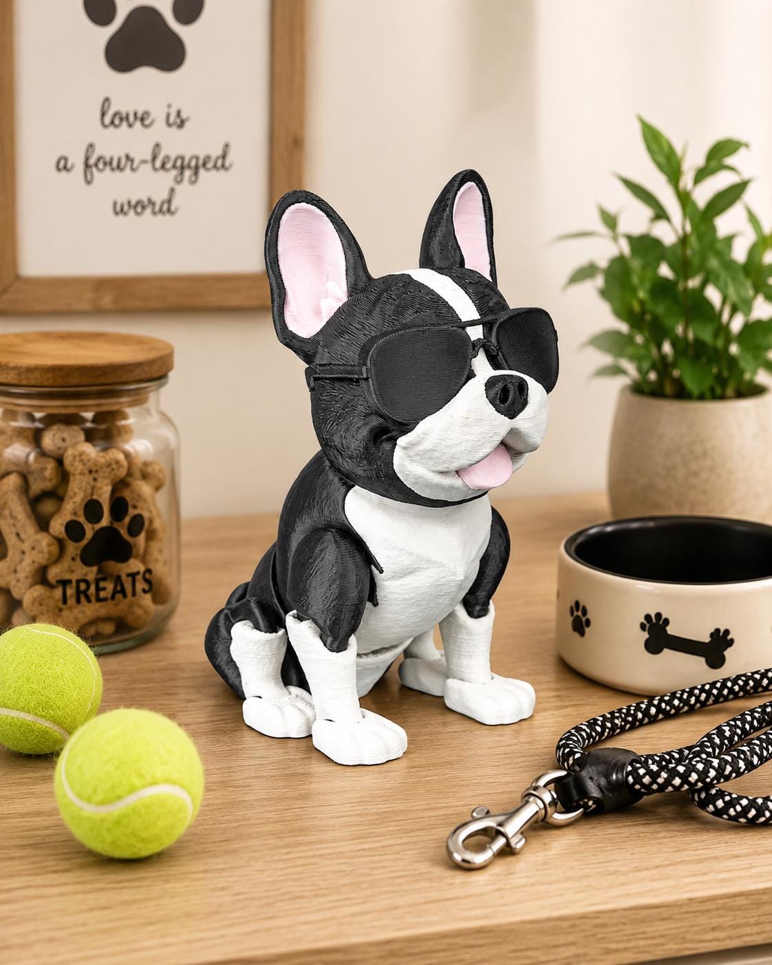 Articulated French Bulldog Figurine, Flexible 3D Printed Fidget Dog Toy, Custom Color Desk Decor, Gift for Dog Mom & Fre