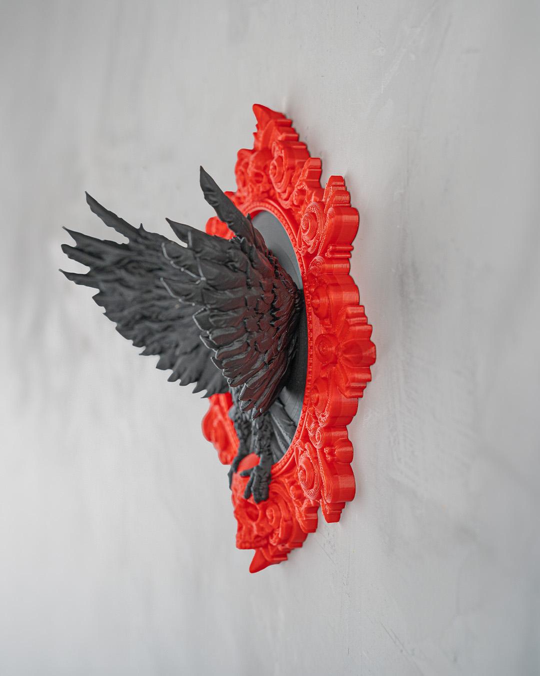 Ravenhold - Framed Bird Wall Art, Gothic Inspired Animal Wall Hanging, Custom Color Home Decor, Unique Gift