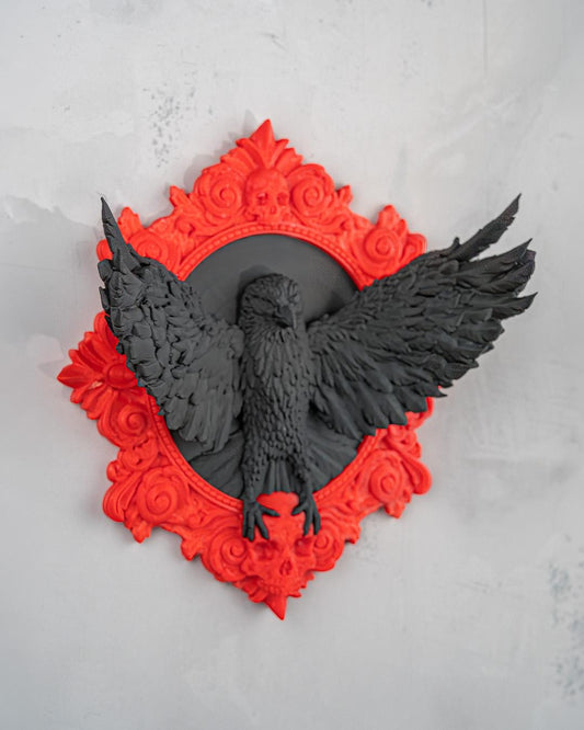 Ravenhold - Framed Bird Wall Art, Gothic Inspired Animal Wall Hanging, Custom Color Home Decor, Unique Gift