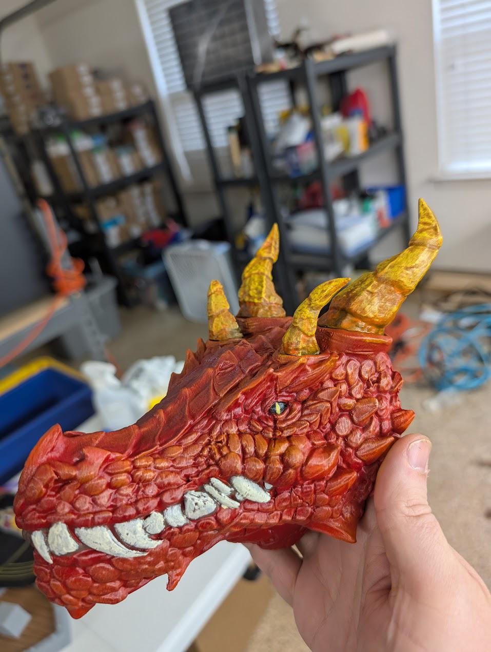Fantasy Dragon Head Trophy - Exquisite 3D Printed Fantasy Decor - Ready to Paint