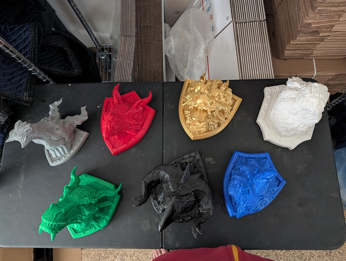 Fantasy Dragon Head Trophy - Exquisite 3D Printed Fantasy Decor - Ready to Paint