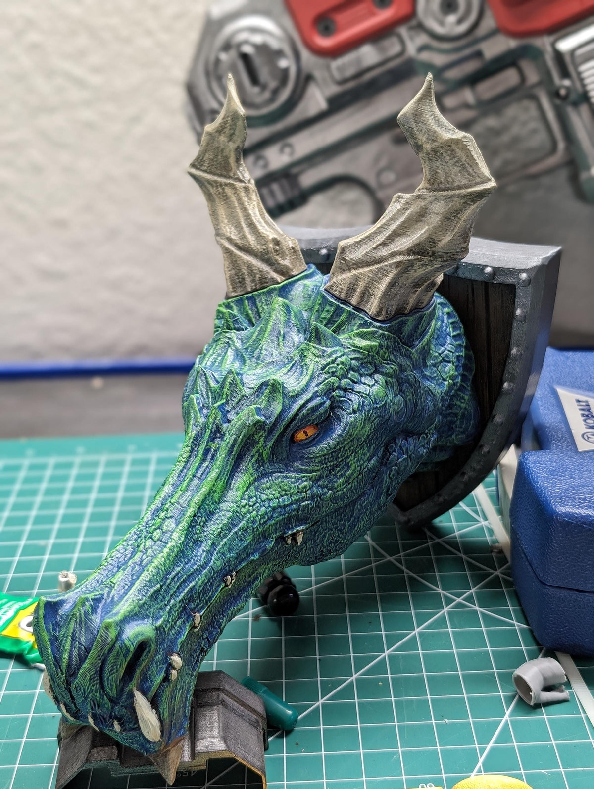 Wyvern Dragon Head Trophy - Exquisite 3D Printed Fantasy Decor - Ready to Paint