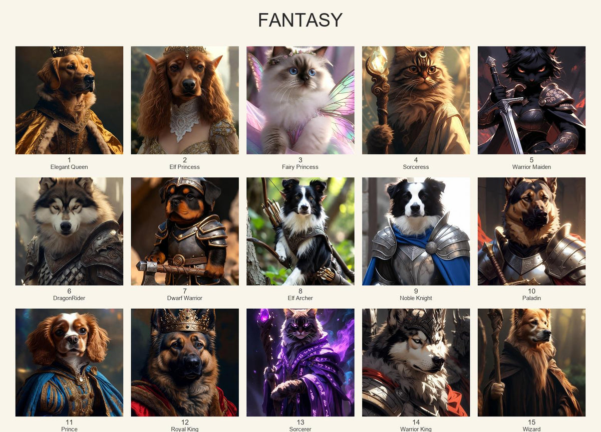 Custom Pet Portrait – Themed Dog & Cat Wall Art