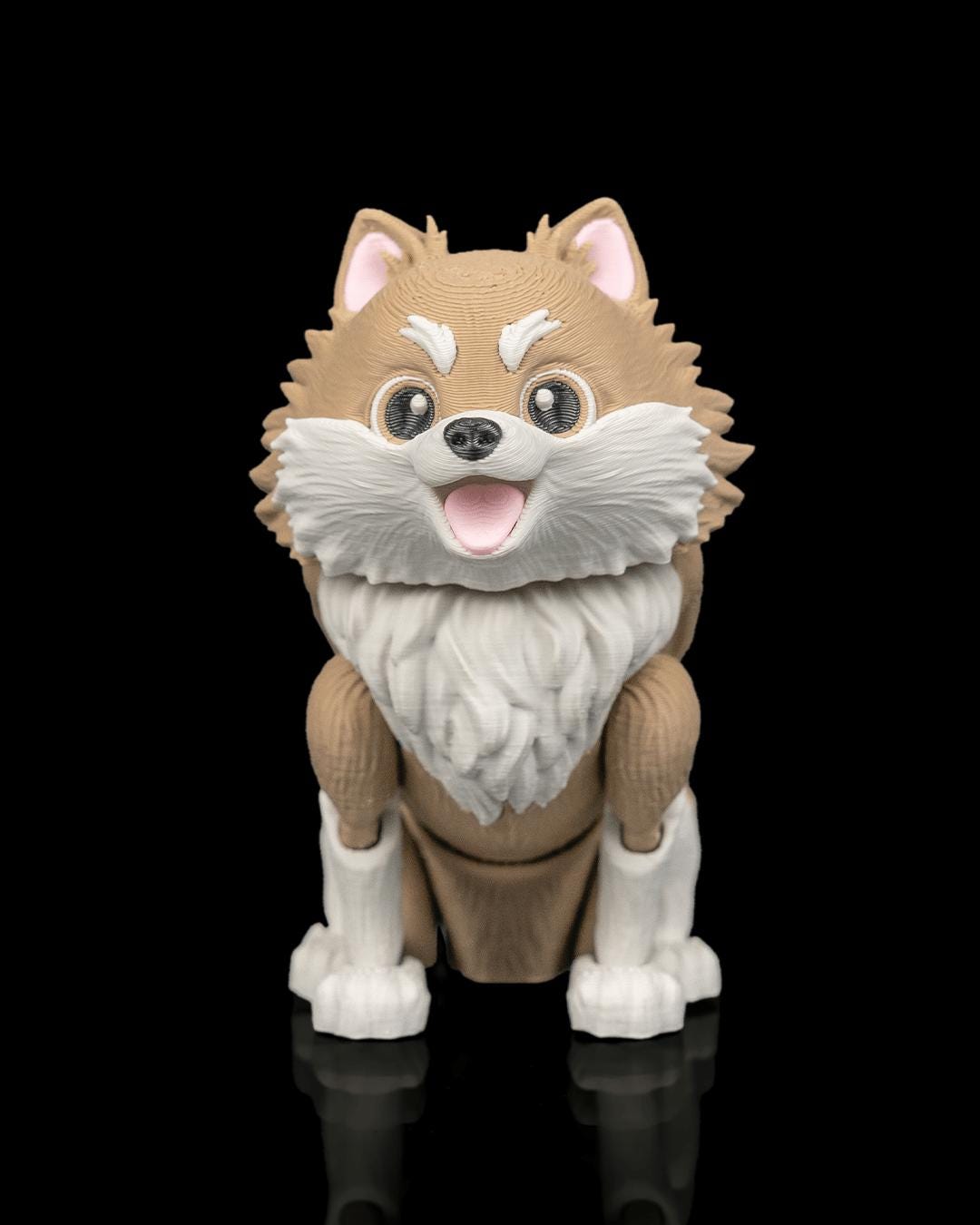 Articulated Pomeranian Figurine, Flexible 3D Printed Fidget Dog Toy, Custom Color Desk Decor, Gift for Dog Mom & Pomeranian Lover