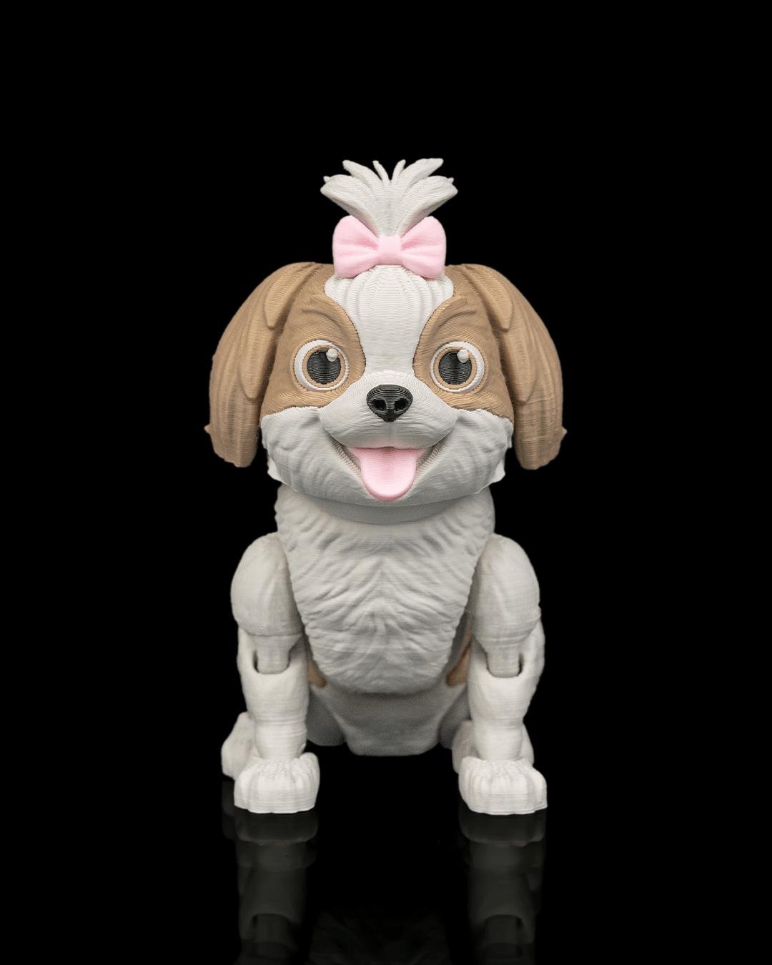 Articulated Shih Tzu Figurine, Flexible 3D Printed Fidget Dog Toy, Custom Color Shih Tzu Desk Decor, Gift for Dog Mom & 