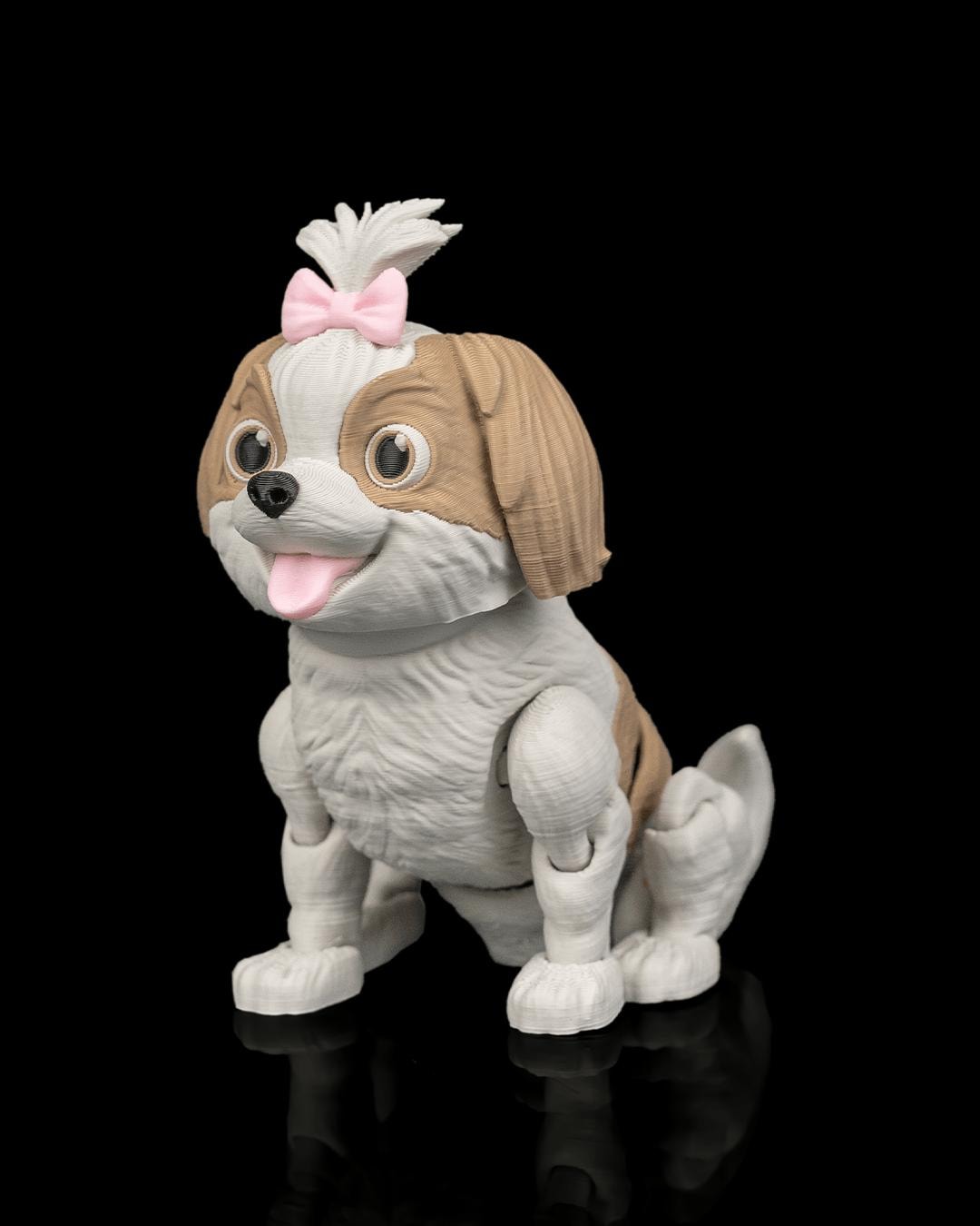 Articulated Shih Tzu Figurine, Flexible 3D Printed Fidget Dog Toy, Custom Color Shih Tzu Desk Decor, Gift for Dog Mom & Shih Tzu Lover
