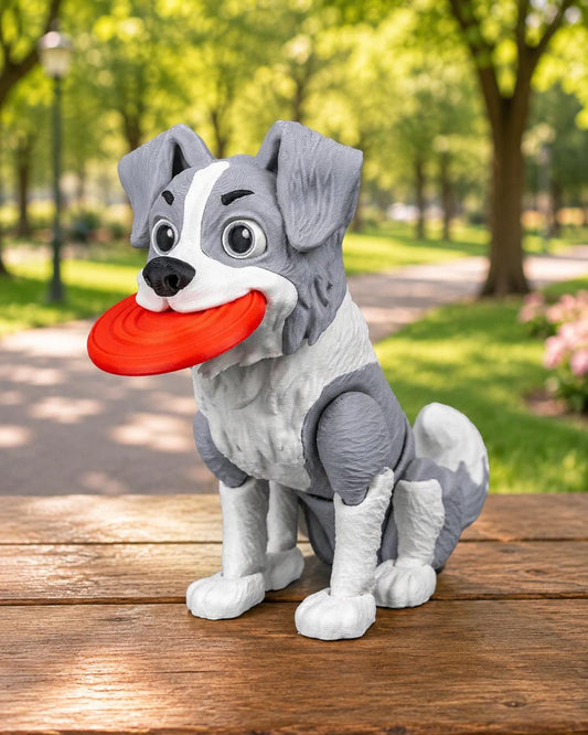Articulated Border Collie Figurine, Flexible 3D Printed Fidget Dog Toy, Custom Color Desk Decor, Gift for Dog Mom & Coll