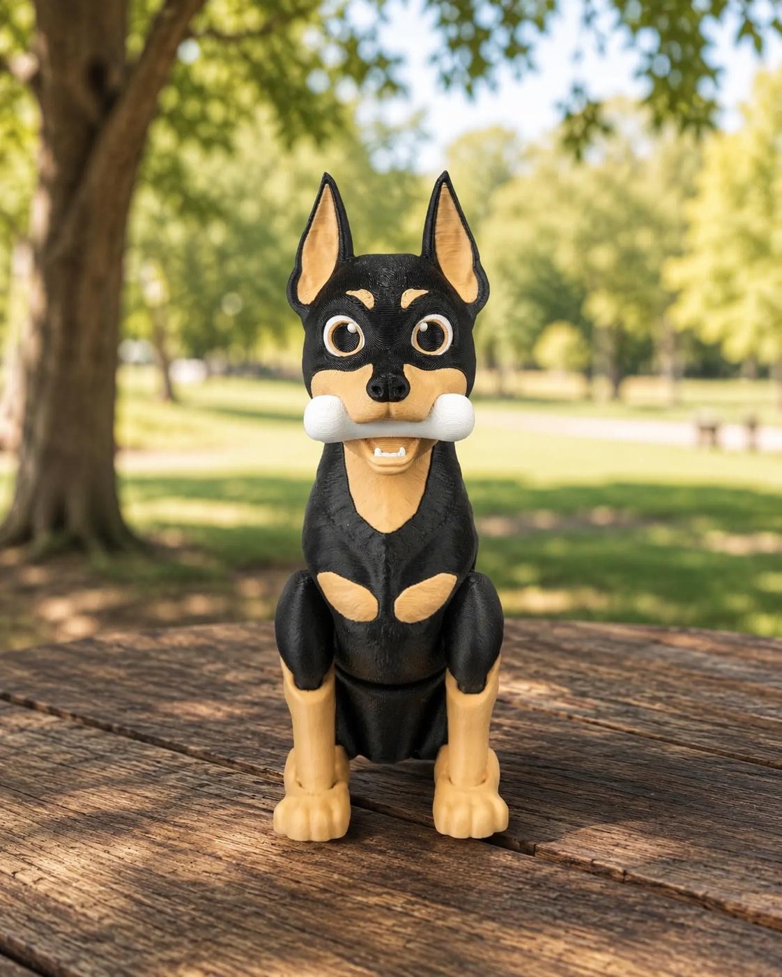 Articulated Dobermann Figurine, Flexible 3D Printed Fidget Dog Toy, Custom Color Dobermann Desk Decor, Gift for Dog Mom 