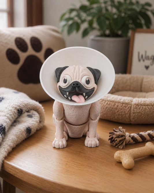 Articulated Pug Figurine, Flexible 3D Printed Fidget Dog Toy, Custom Color Pug Desk Decor, Gift for Dog Mom & Pug Lover