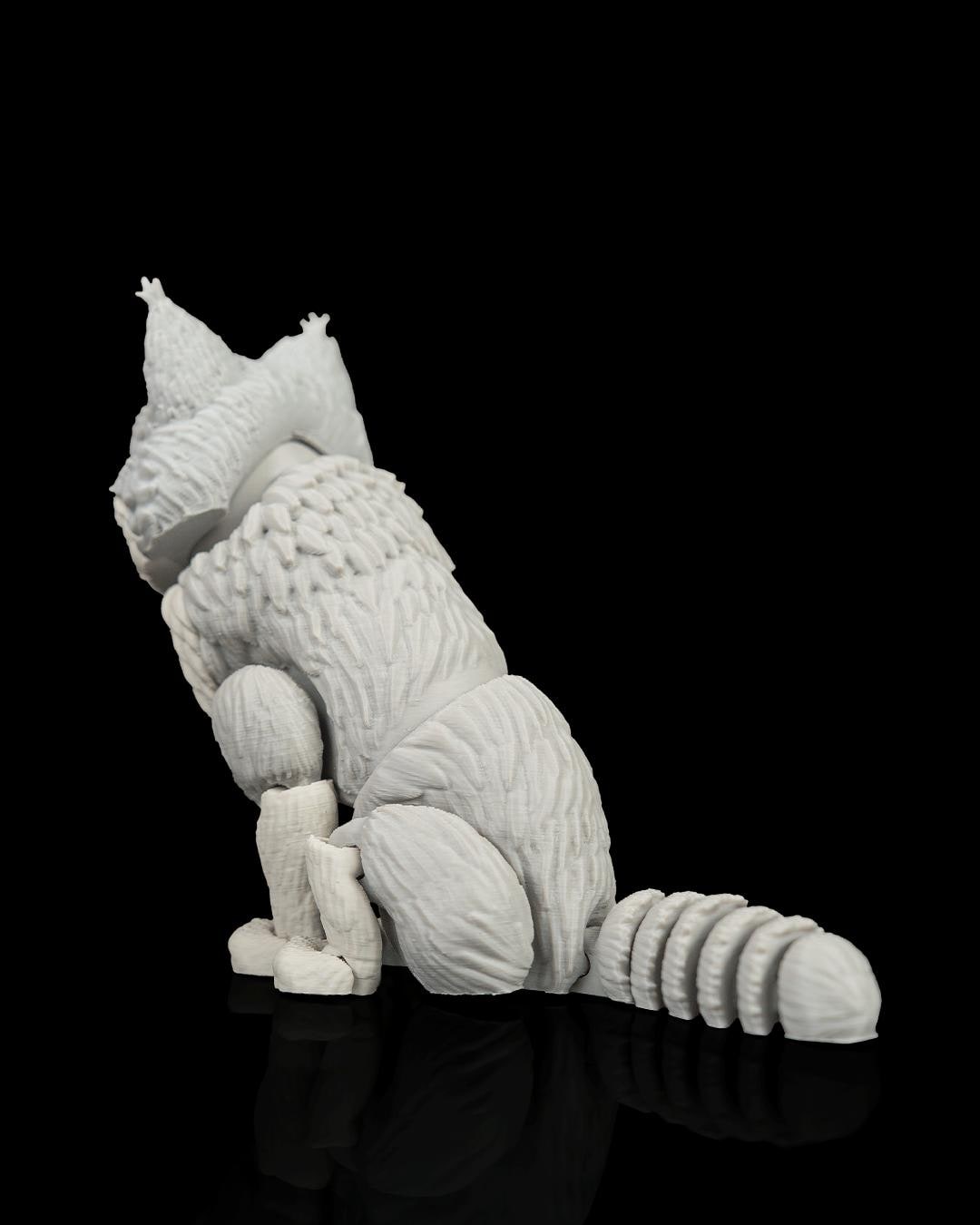 Articulated Maine Coon Cat Fidget Toy, Flexi 3D Printed Cat with 2 Interchangeable Heads, Desk Pet Gift for Cat Lovers