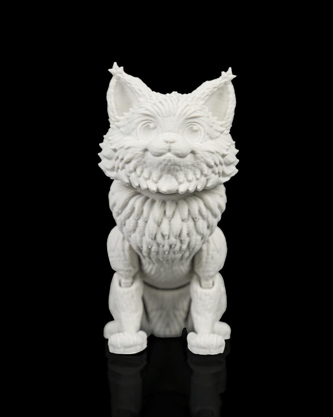 Articulated Maine Coon Cat Fidget Toy, Flexi 3D Printed Cat with 2 Interchangeable Heads, Desk Pet Gift for Cat Lovers