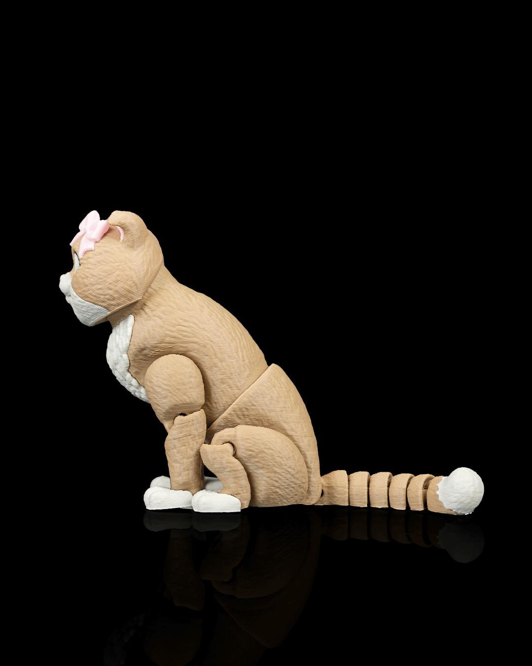 Articulated Scottish Fold Cat Fidget Toy, Flexi 3D Printed Folded Ear Cat with 2 Heads, Desk Pet Gift for Cat Lovers