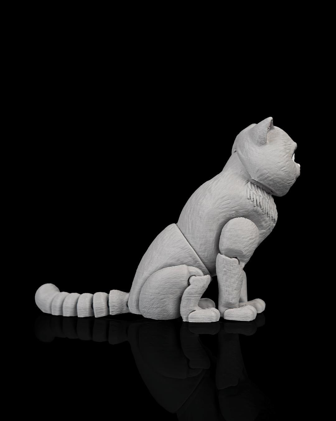 Articulated British Shorthair Cat Fidget Toy, Flexi 3D Printed Cat with 2 Interchangeable Heads, Desk Pet Gift for Cat Lovers