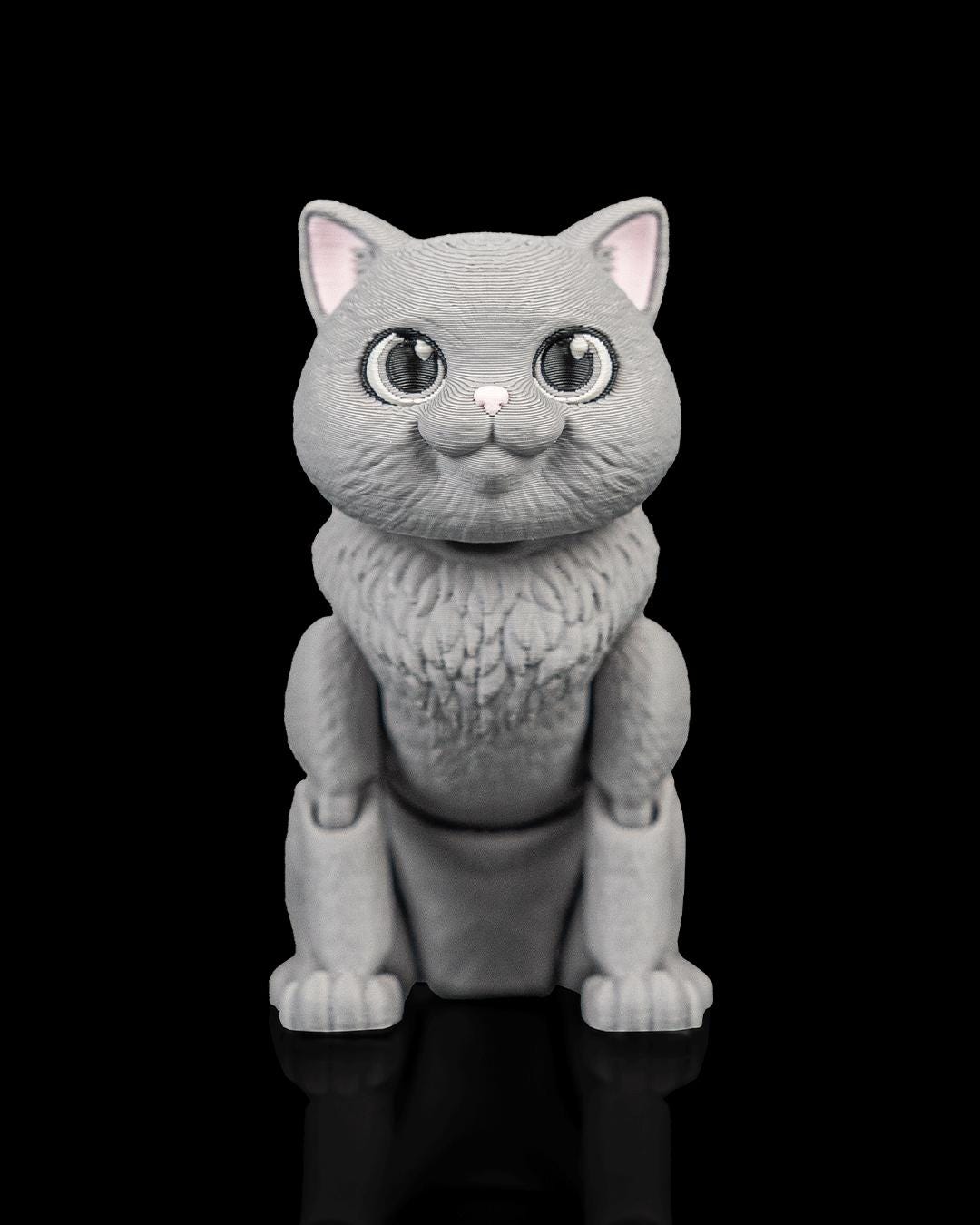 Articulated British Shorthair Cat Fidget Toy, Flexi 3D Printed Cat with 2 Interchangeable Heads, Desk Pet Gift for Cat Lovers