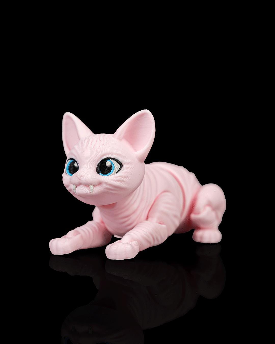 Articulated Sphynx Cat Fidget Toy, Flexi 3D Printed Cat with 2 Interchangeable Heads, Desk Pet Gift for Cat Lovers