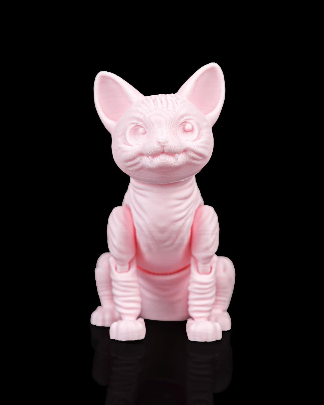 Articulated Sphynx Cat Fidget Toy, Flexi 3D Printed Cat with 2 Interchangeable Heads, Desk Pet Gift for Cat Lovers