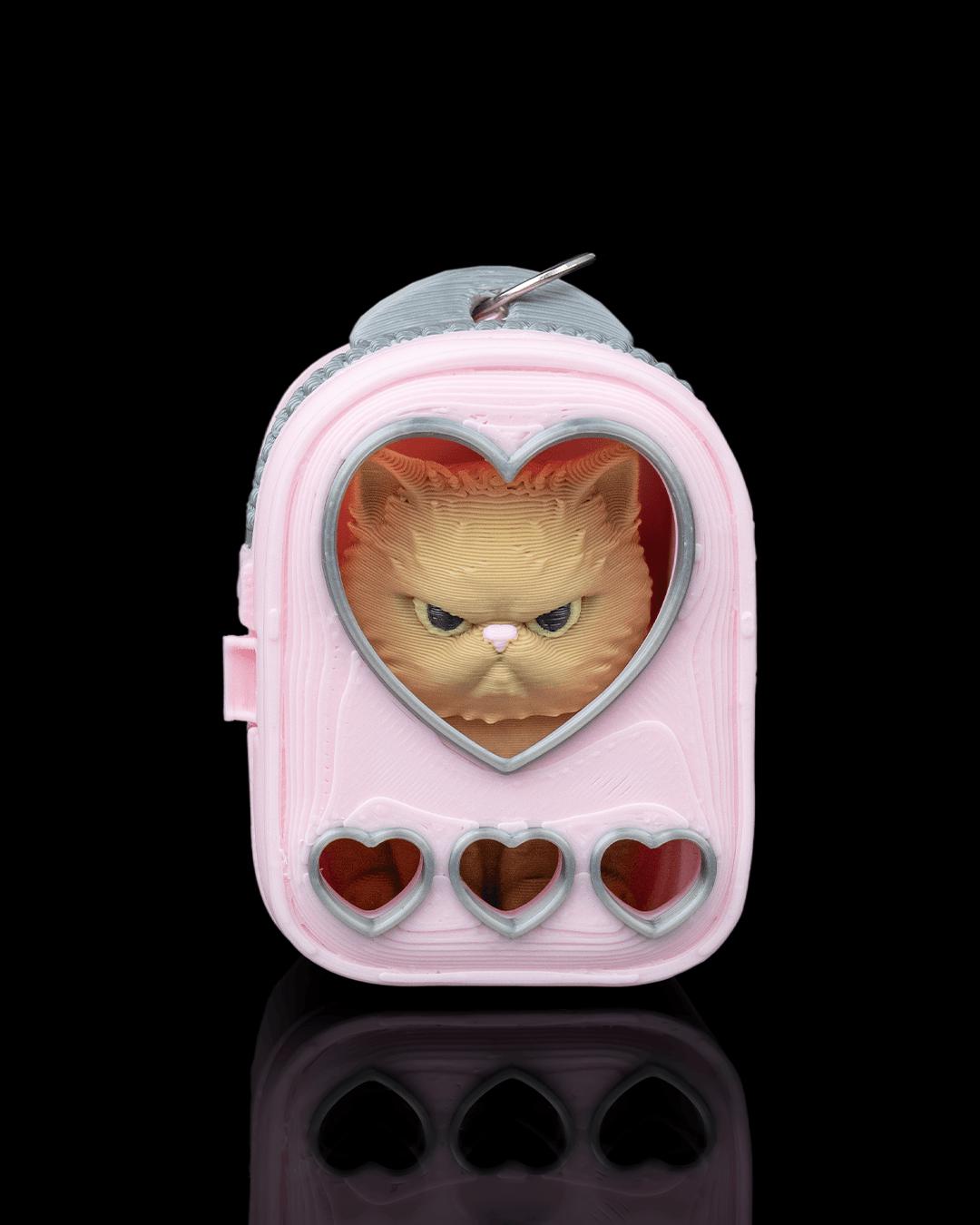 Cat Carrier Backpack Keychains | 3D Printed Kitty Bag Charm | Cat Lover Gift | Cat Mom Gift | Stocking Stuffer | Purse Charm