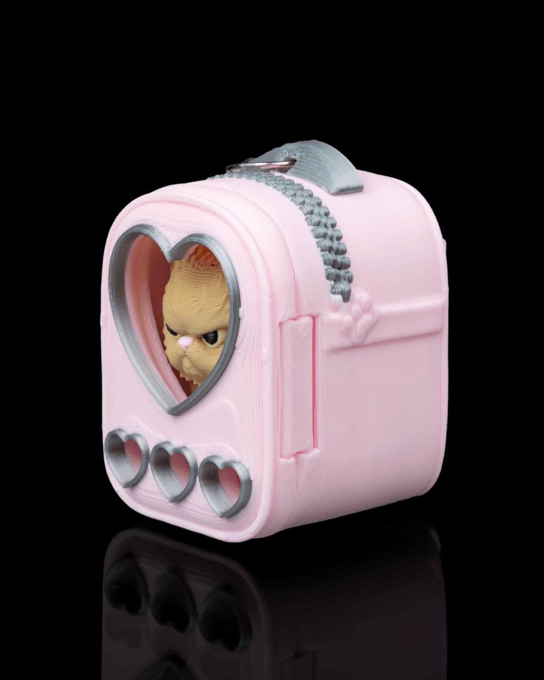 Cat Carrier Backpack Keychains | 3D Printed Kitty Bag Charm | Cat Lover Gift | Cat Mom Gift | Stocking Stuffer | Purse Charm