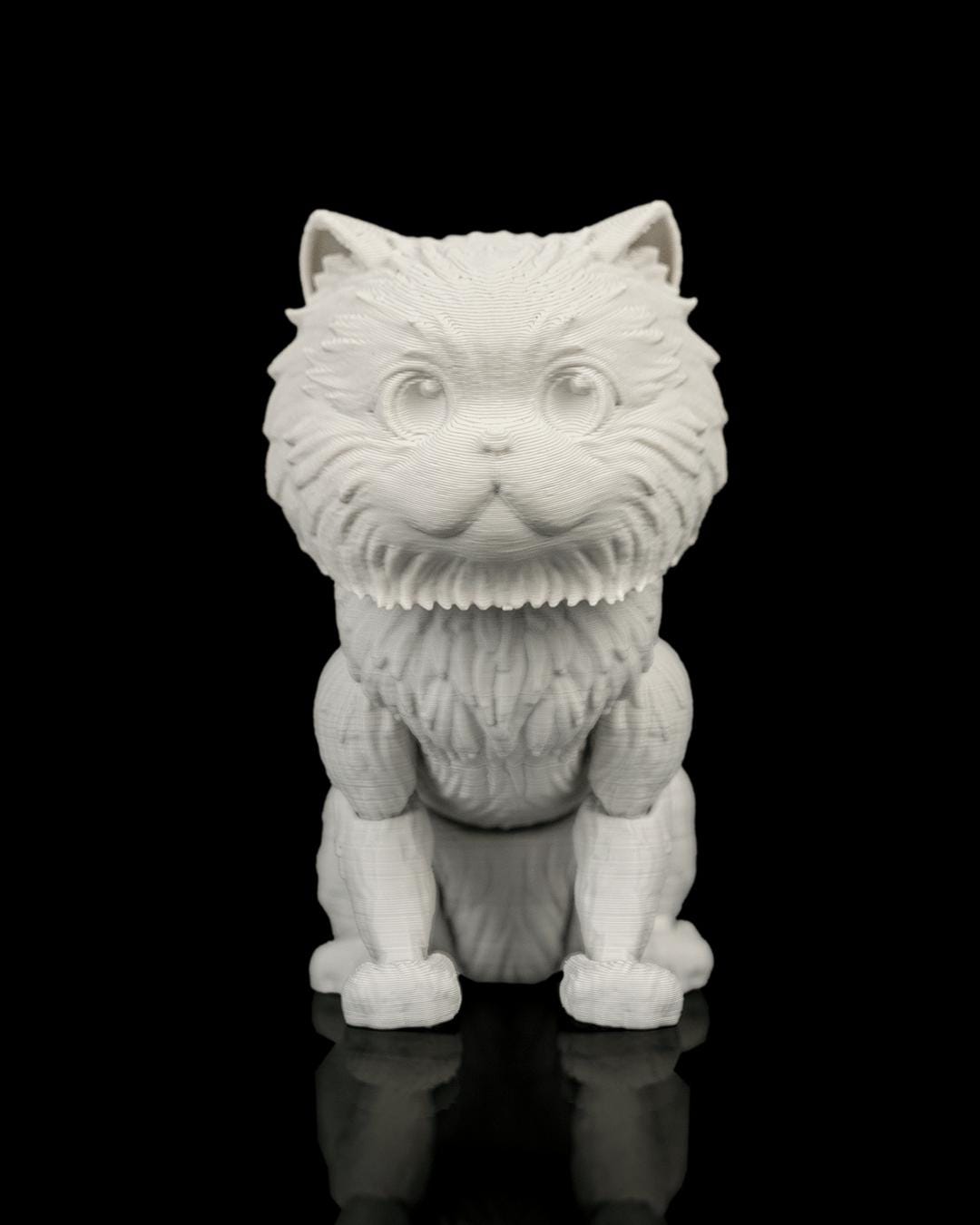 Articulated Persian Cat Fidget Toy, Flexi 3D Printed Fluffy Cat with 2 Interchangeable Heads, Desk Pet Gift for Cat Lovers