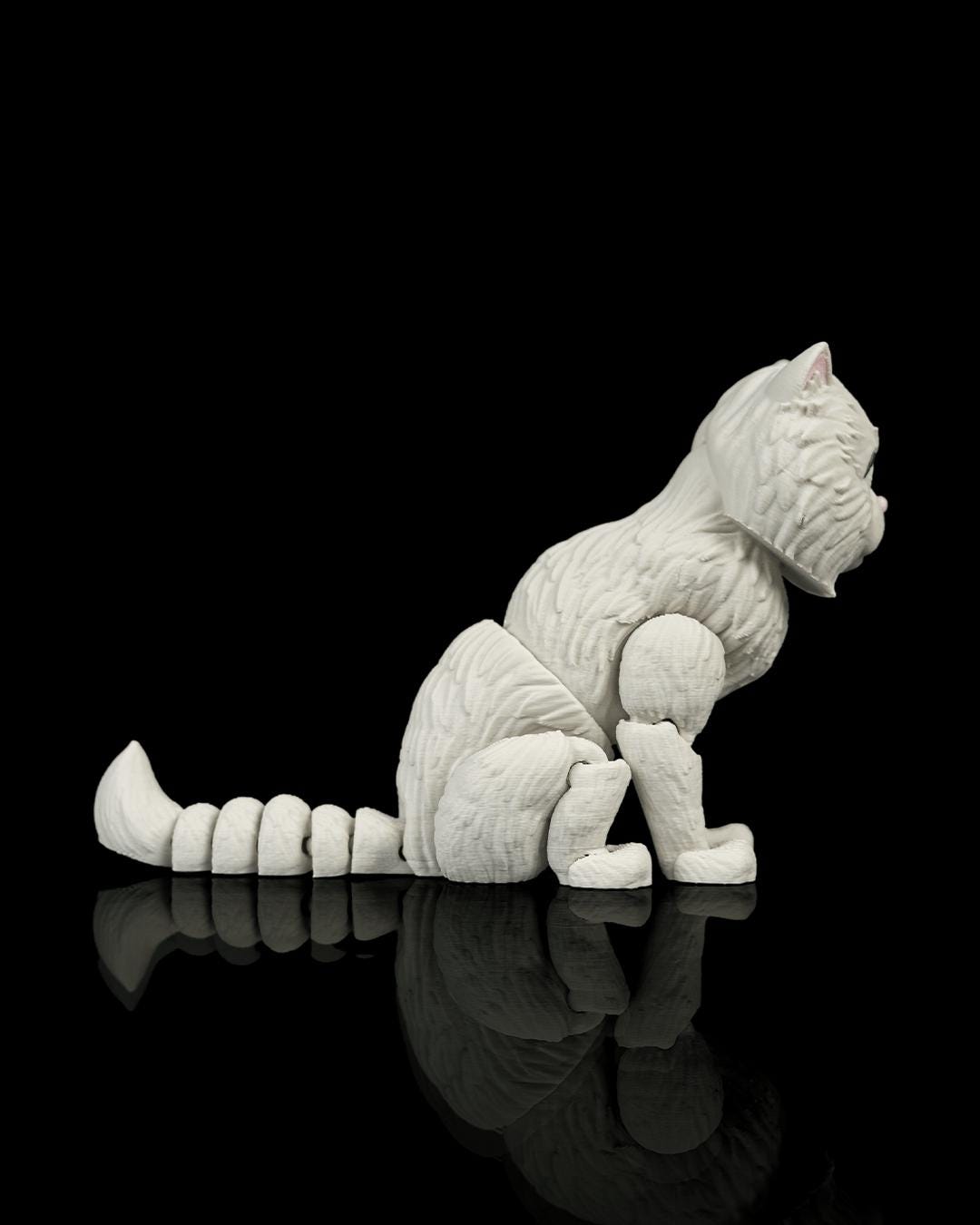 Articulated Persian Cat Fidget Toy, Flexi 3D Printed Fluffy Cat with 2 Interchangeable Heads, Desk Pet Gift for Cat Lovers