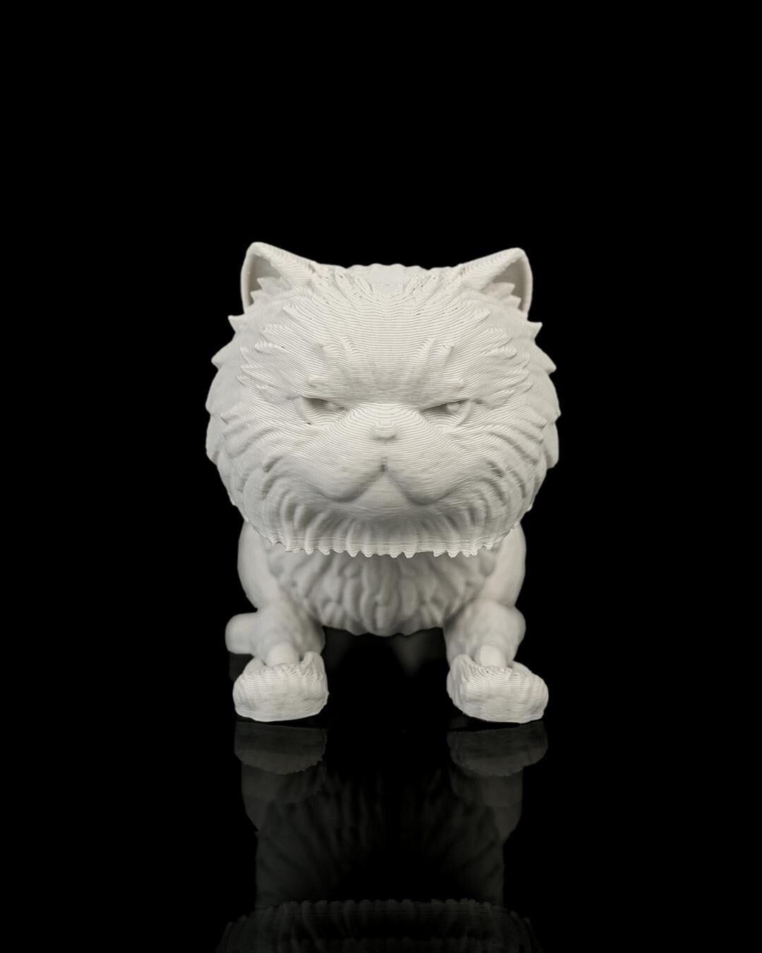 Articulated Persian Cat Fidget Toy, Flexi 3D Printed Fluffy Cat with 2 Interchangeable Heads, Desk Pet Gift for Cat Lovers