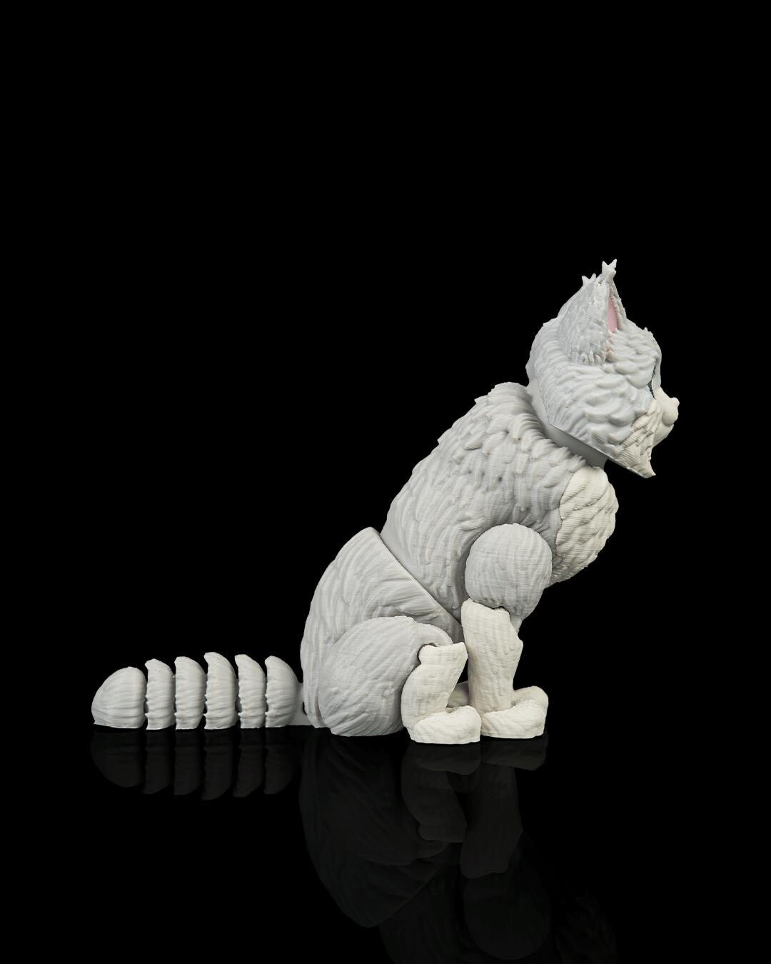 Articulated Maine Coon Cat Fidget Toy, Flexi 3D Printed Cat with 2 Interchangeable Heads, Desk Pet Gift for Cat Lovers