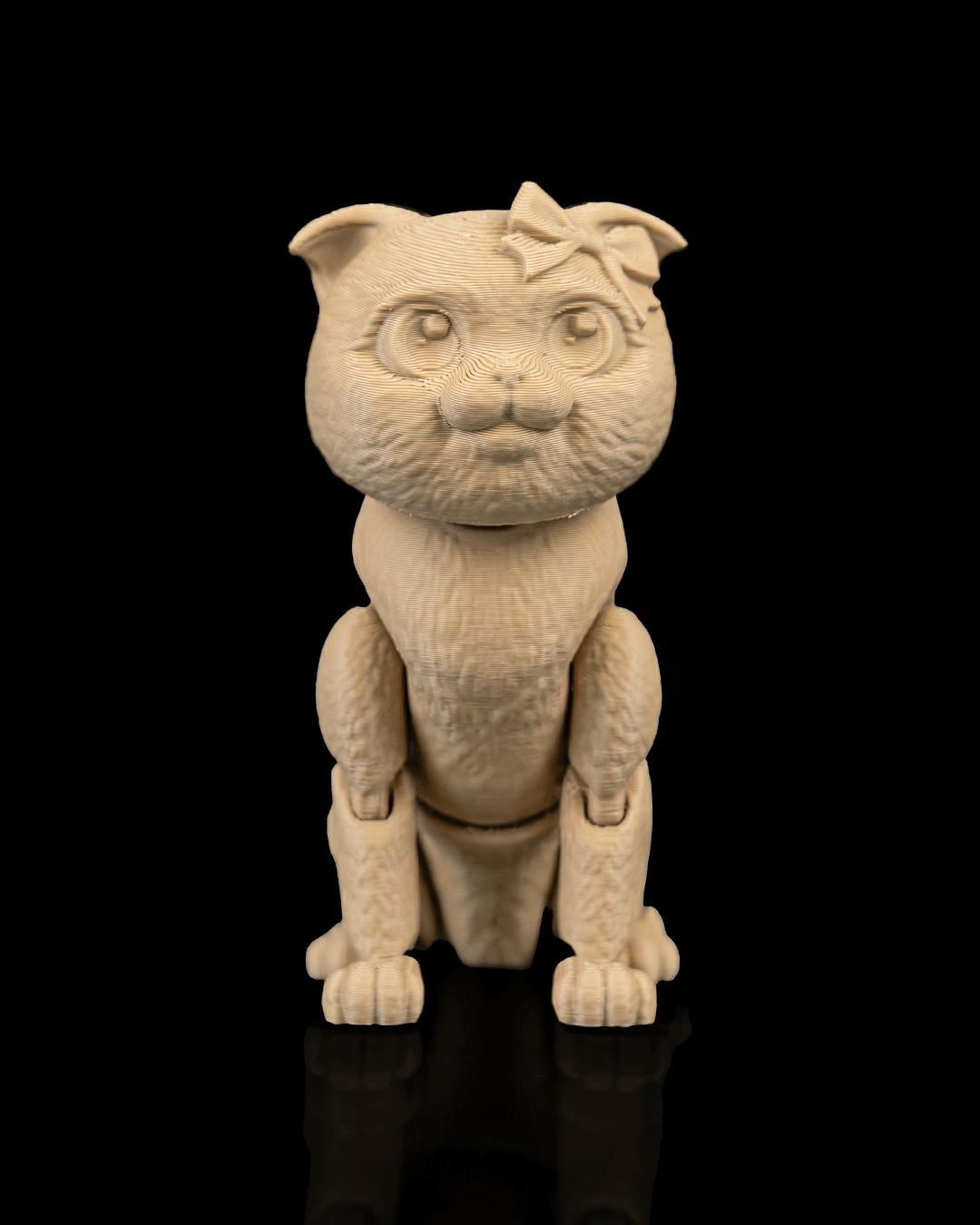 Articulated Scottish Fold Cat Fidget Toy, Flexi 3D Printed Folded Ear Cat with 2 Heads, Desk Pet Gift for Cat Lovers