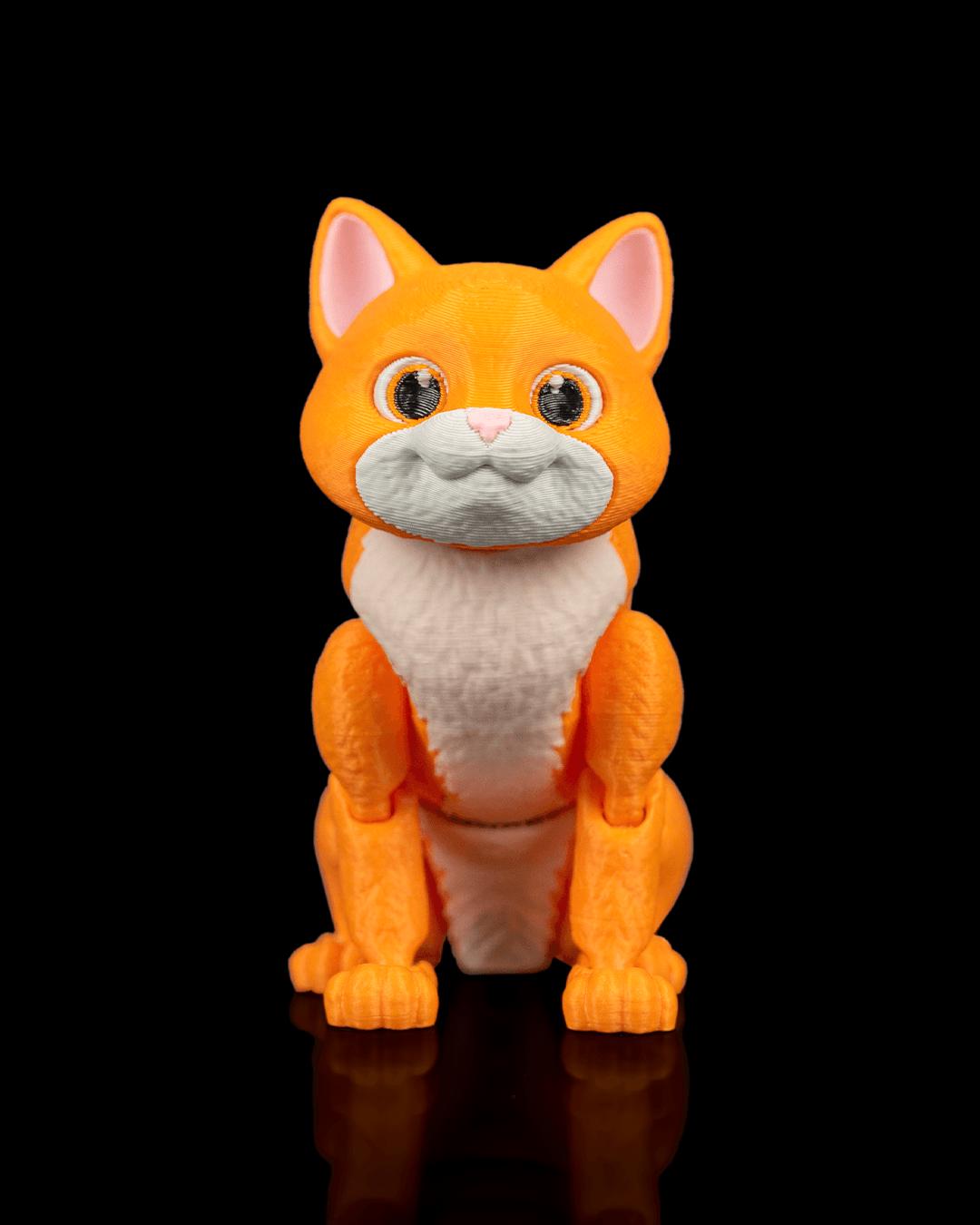 Articulated Tabby Cat Fidget Toy, Flexi 3D Printed Striped Cat with 2 Interchangeable Heads, Desk Pet Gift for Cat Lovers