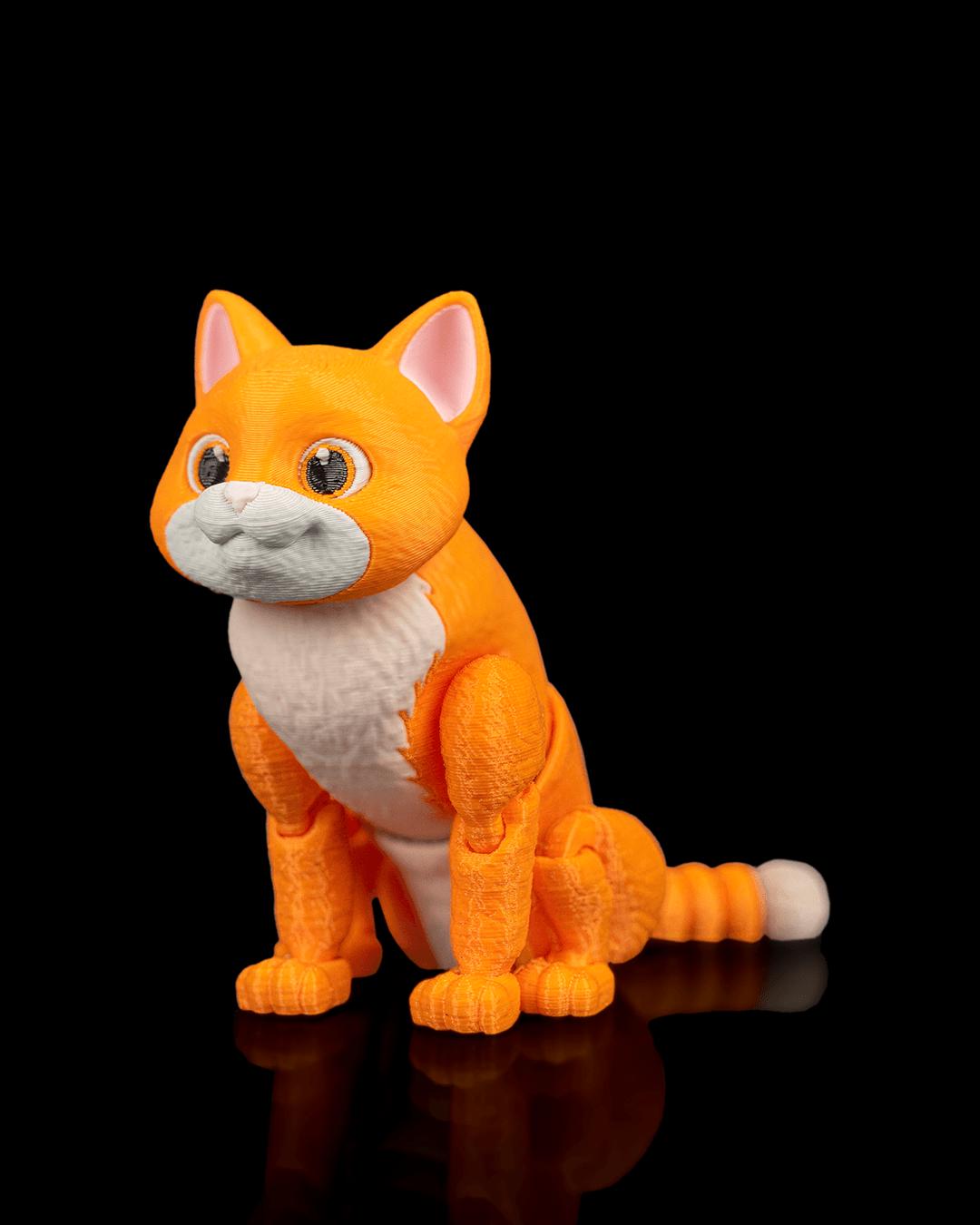 Articulated Tabby Cat Fidget Toy, Flexi 3D Printed Striped Cat with 2 Interchangeable Heads, Desk Pet Gift for Cat Lovers