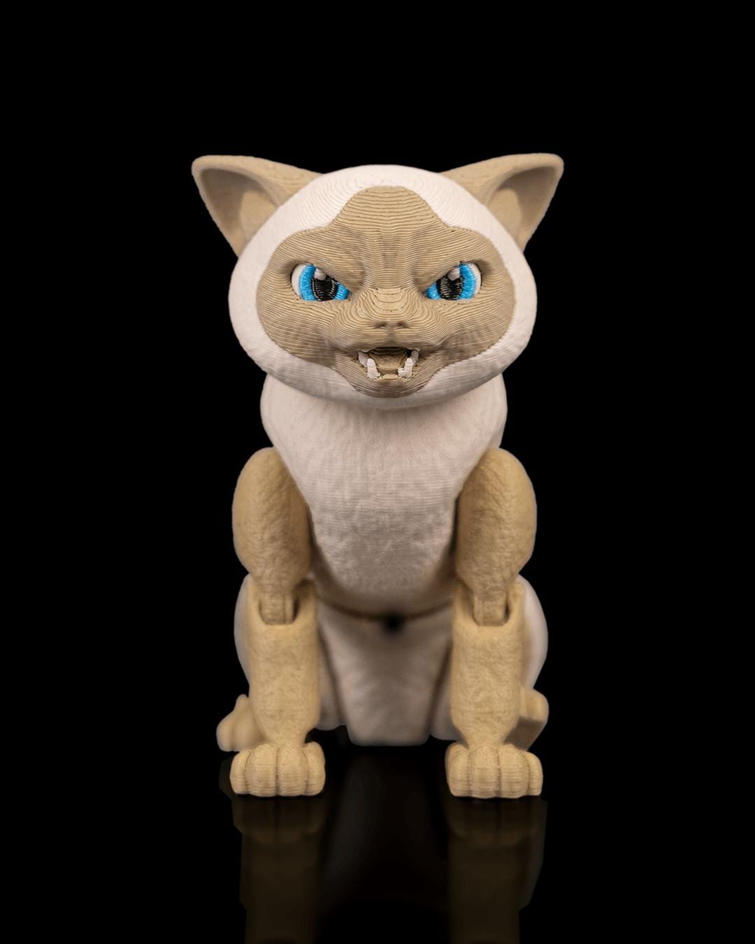 Articulated Siamese Cat Fidget Toy, Flexi 3D Printed Cat with 2 Interchangeable Heads, Desk Pet Gift for Cat Lovers