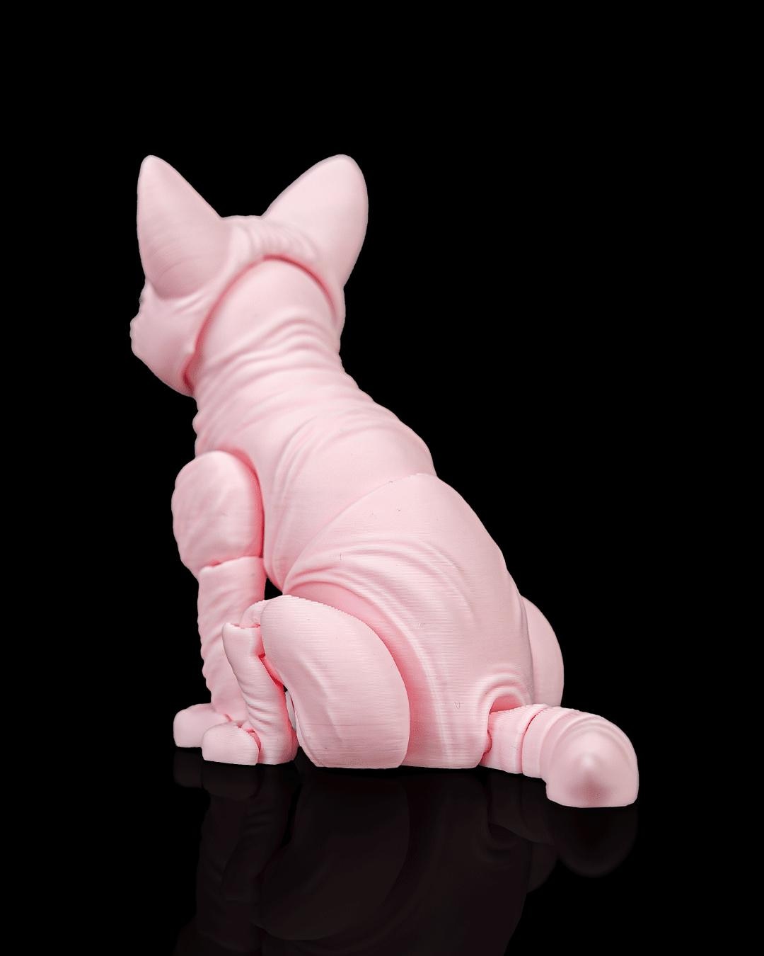 Articulated Sphynx Cat Fidget Toy, Flexi 3D Printed Cat with 2 Interchangeable Heads, Desk Pet Gift for Cat Lovers
