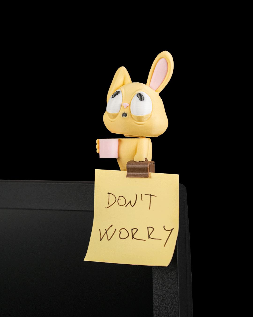 Office Bunny - Note Holder - Colorful Desktop Buddy Figure - Cute Desk Decor -Monitor Shelf Companion