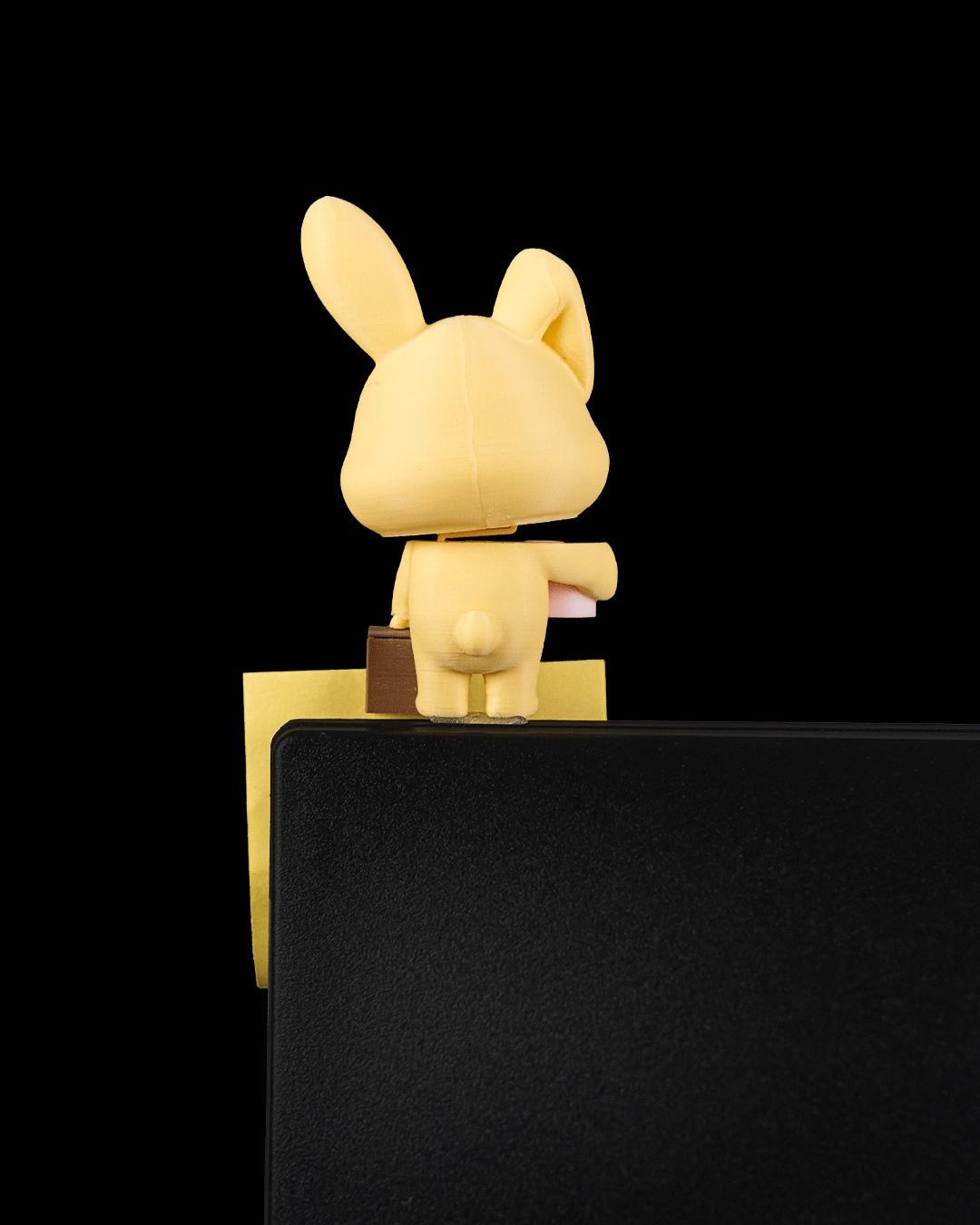Office Bunny - Note Holder - Colorful Desktop Buddy Figure - Cute Desk Decor -Monitor Shelf Companion