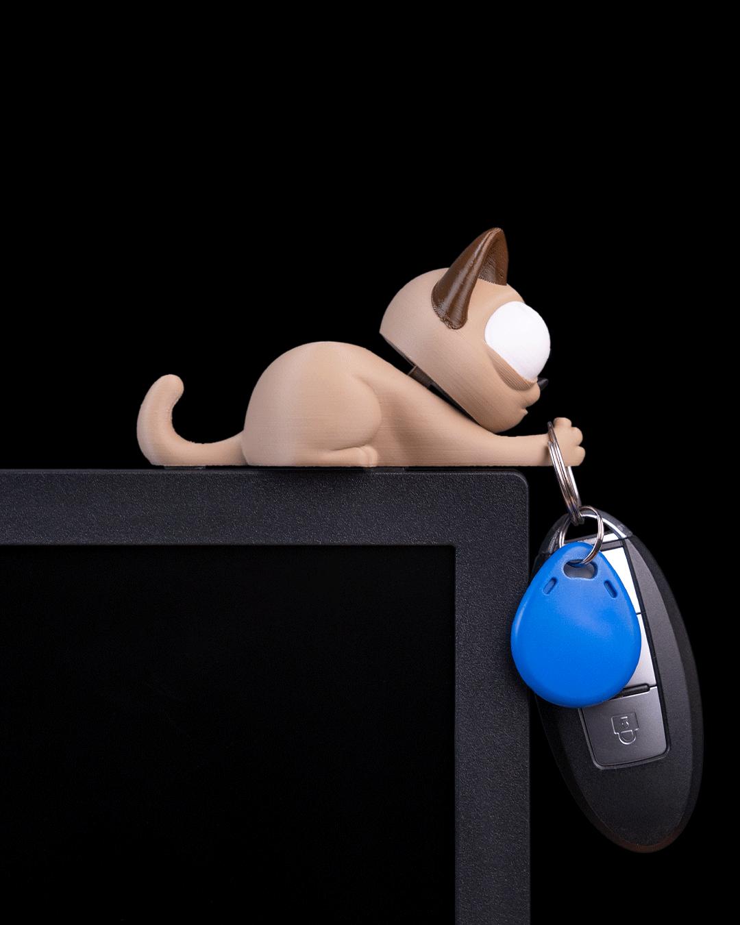 Purrsonal Assistant - Key Holder - Colorful Desktop Buddy Figure - Cute Desk Decor -Monitor Shelf Companion