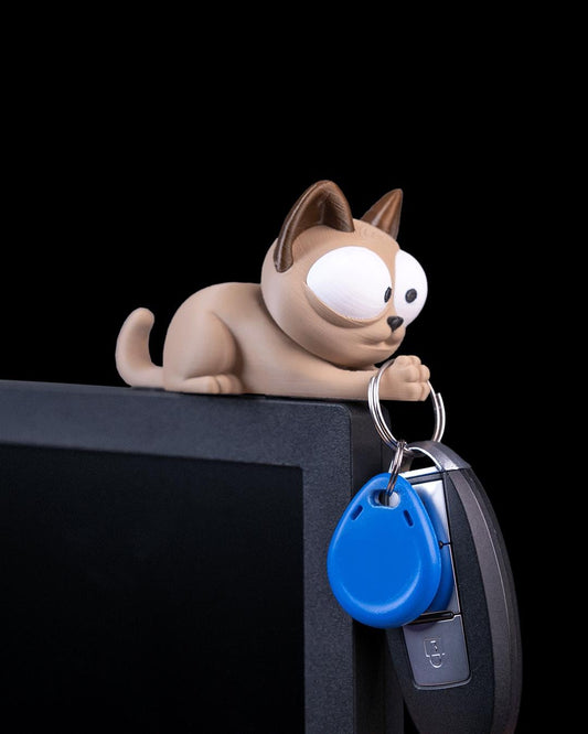 Purrsonal Assistant - Key Holder - Colorful Desktop Buddy Figure - Cute Desk Decor -Monitor Shelf Companion