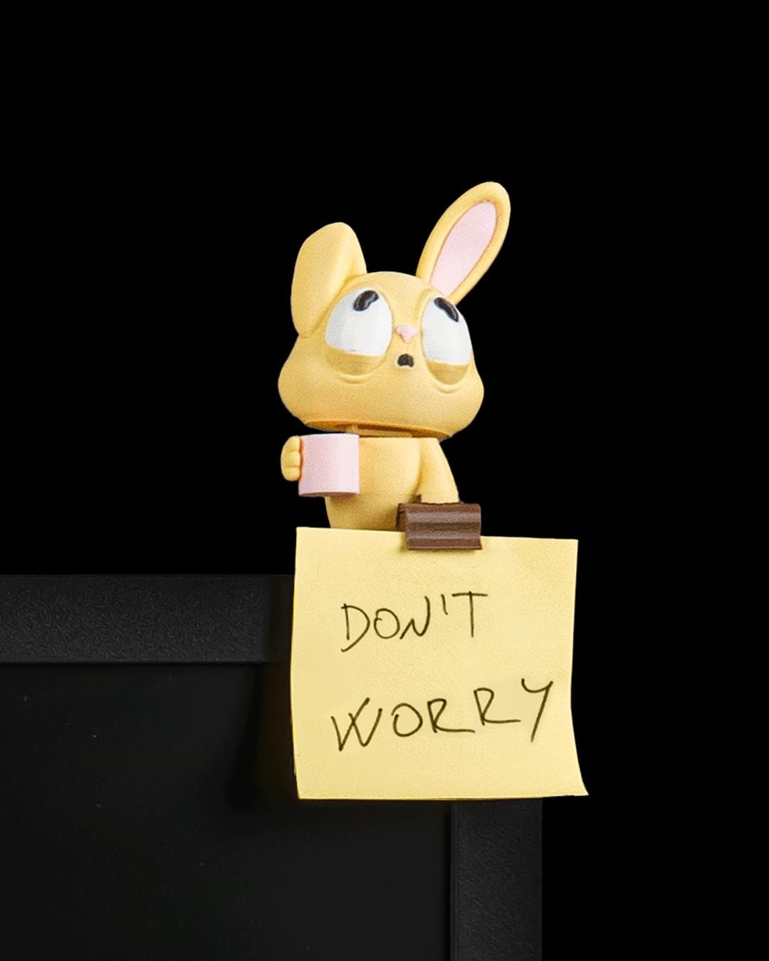 Office Bunny - Note Holder - Colorful Desktop Buddy Figure - Cute Desk Decor -Monitor Shelf Companion